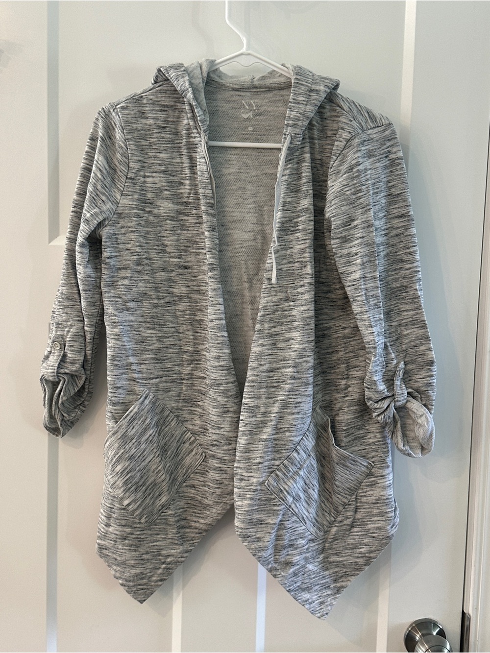 Women's Gray Marled Open Front Hooded Cardigan New York & Company Size Medium
